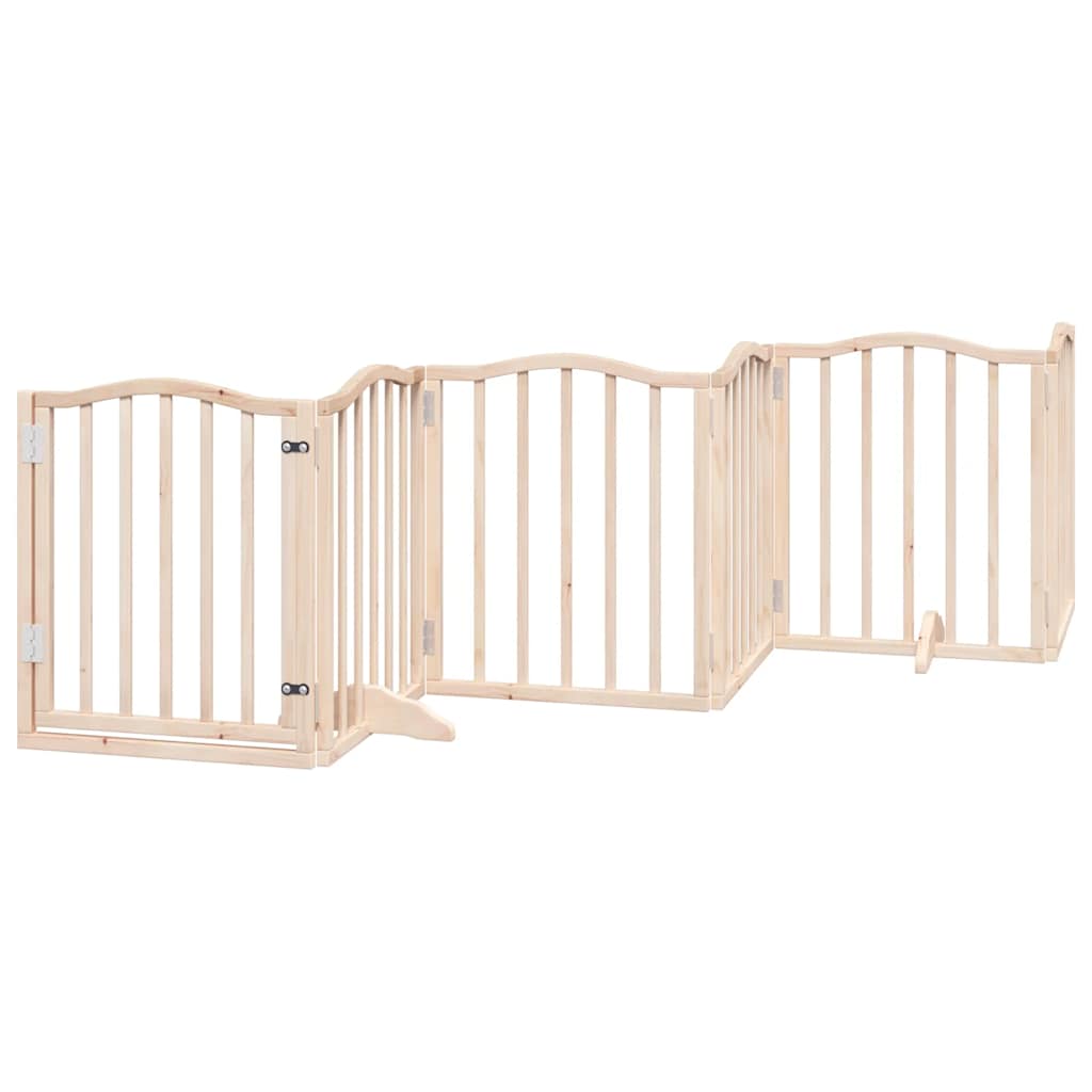Dog Gate with Door Foldable 15 Panels 750 cm Poplar Wood