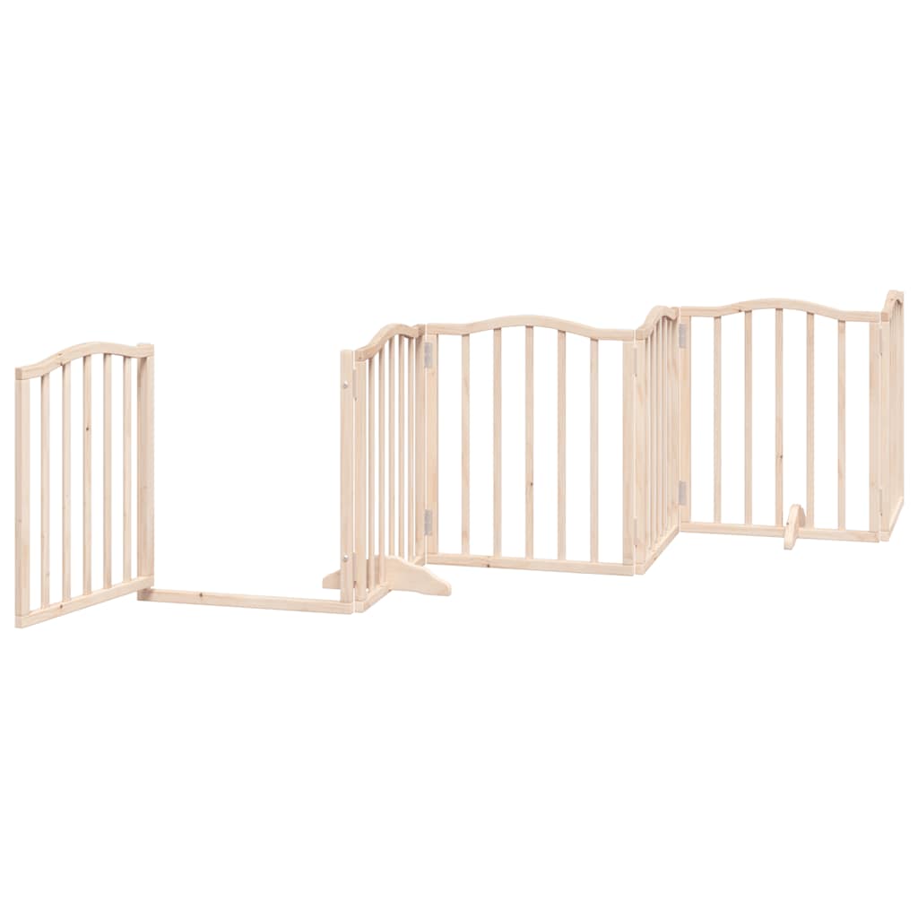Dog Gate with Door Foldable 15 Panels 750 cm Poplar Wood