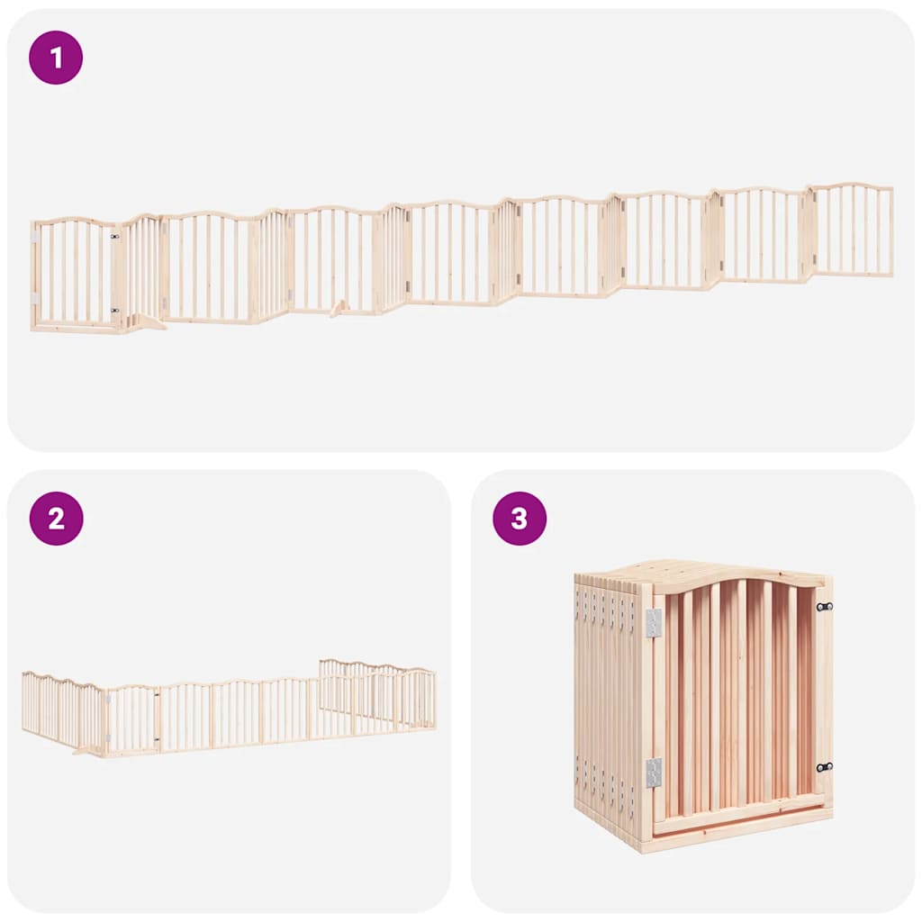 Dog Gate with Door Foldable 15 Panels 750 cm Poplar Wood