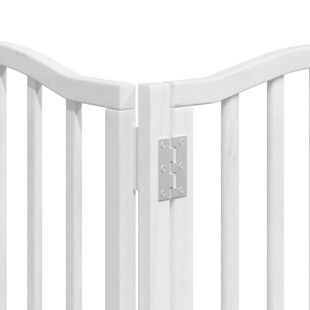 Dog Gate with Door Foldable 9 Panels White 450 cm Poplar Wood