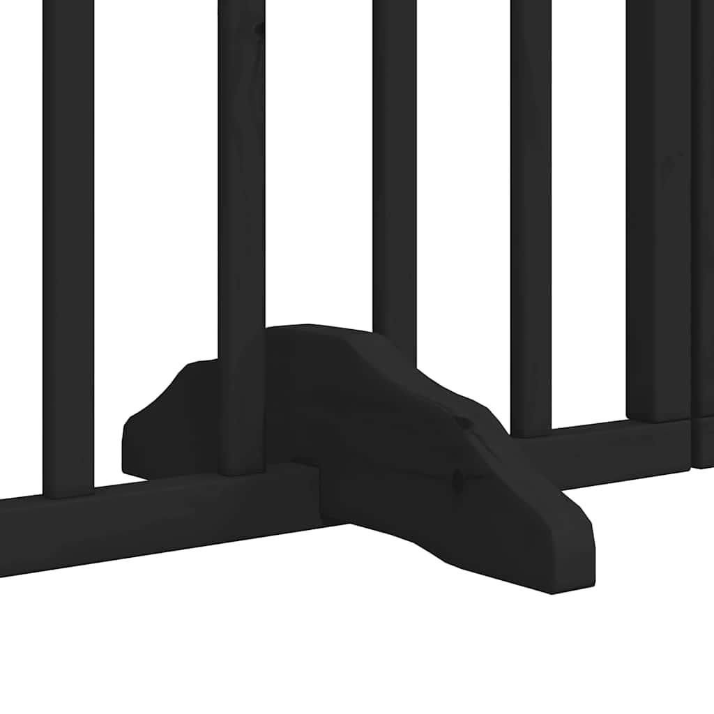 Dog Gate with Door Foldable 12 Panels Black 600 cm Poplar Wood