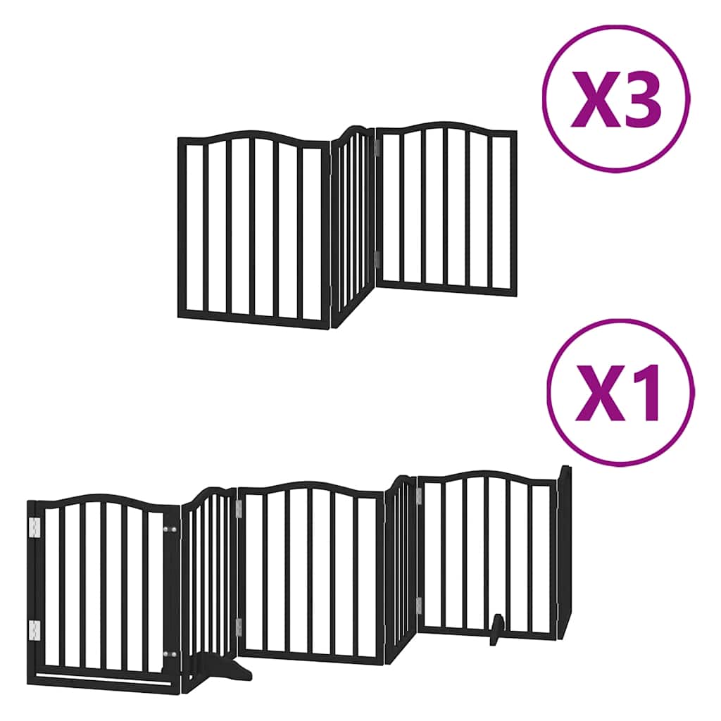 Dog Gate with Door Foldable 15 Panels Black 750 cm Poplar Wood