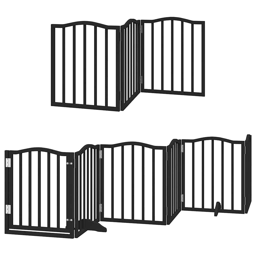 Dog Gate with Door Foldable 15 Panels Black 750 cm Poplar Wood