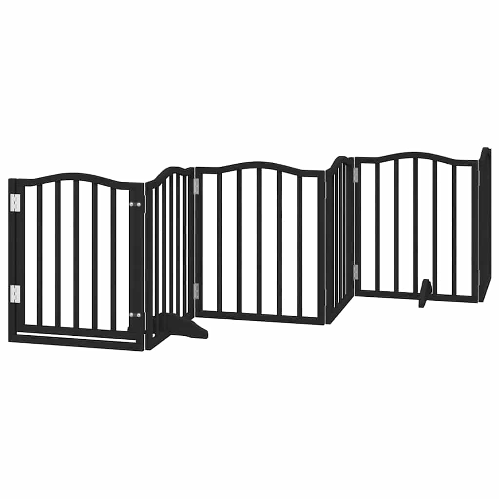 Dog Gate with Door Foldable 15 Panels Black 750 cm Poplar Wood