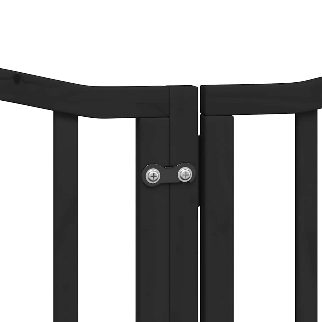 Dog Gate with Door Foldable 15 Panels Black 750 cm Poplar Wood