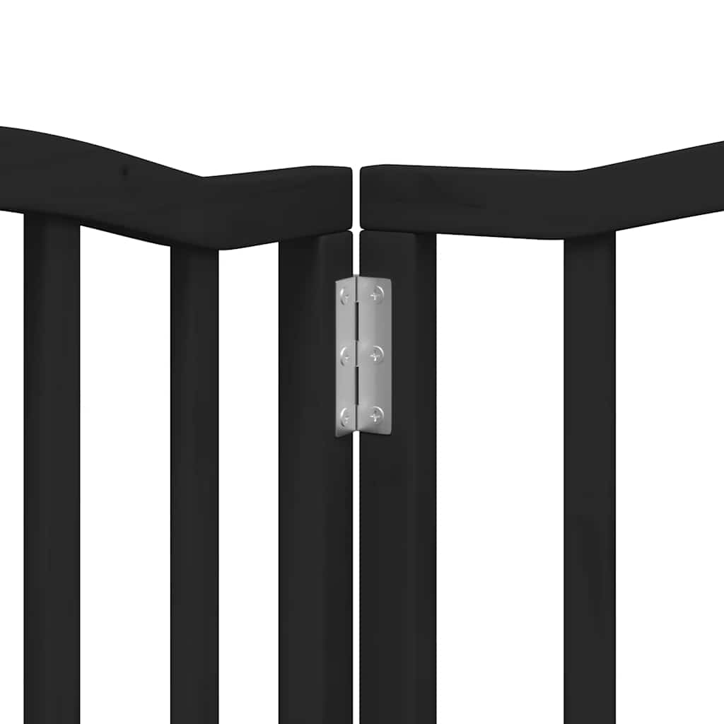 Dog Gate with Door Foldable 15 Panels Black 750 cm Poplar Wood