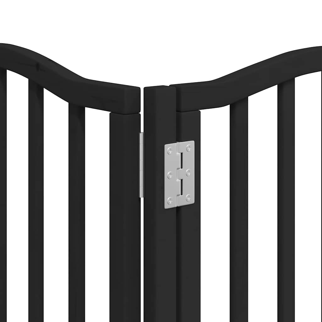 Dog Gate with Door Foldable 15 Panels Black 750 cm Poplar Wood
