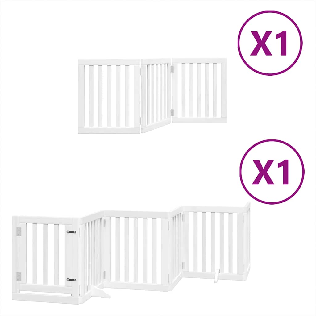Dog Gate with Door Foldable 9 Panels White 450 cm Poplar Wood