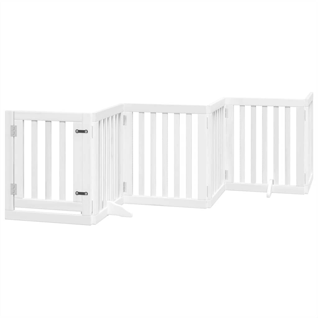 Dog Gate with Door Foldable 9 Panels White 450 cm Poplar Wood
