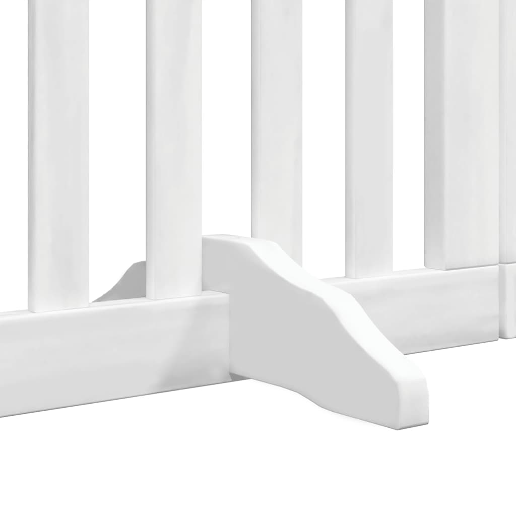 Dog Gate with Door Foldable 9 Panels White 450 cm Poplar Wood