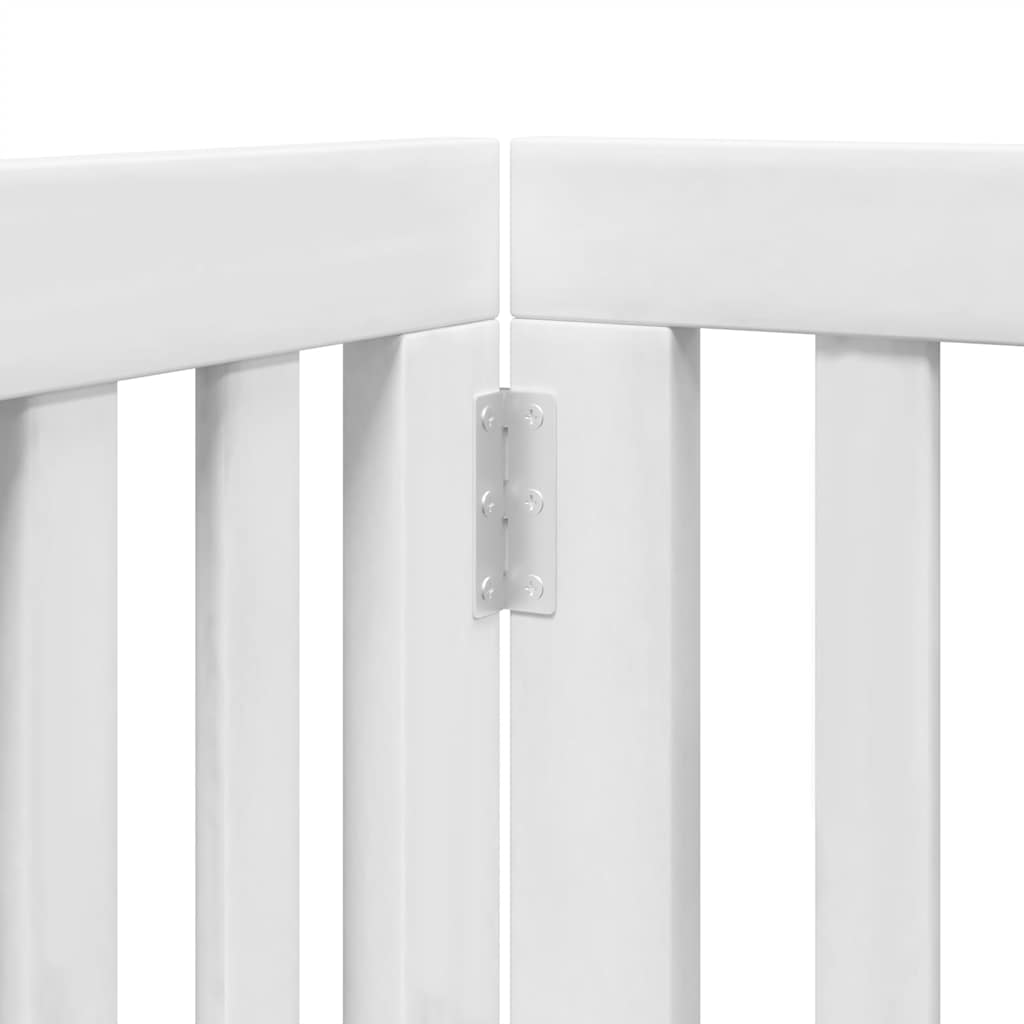Dog Gate with Door Foldable 9 Panels White 450 cm Poplar Wood