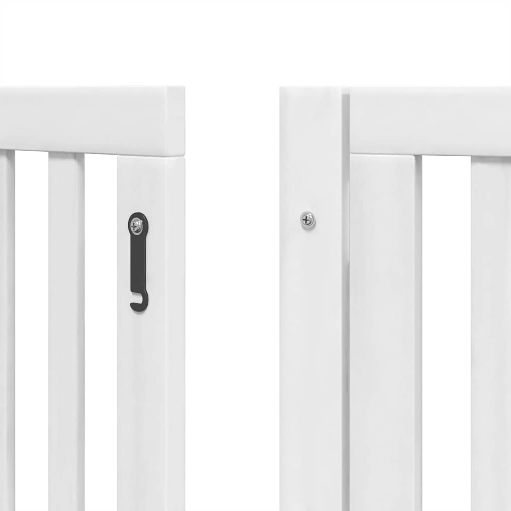 Dog Gate with Door Foldable 9 Panels White 450 cm Poplar Wood