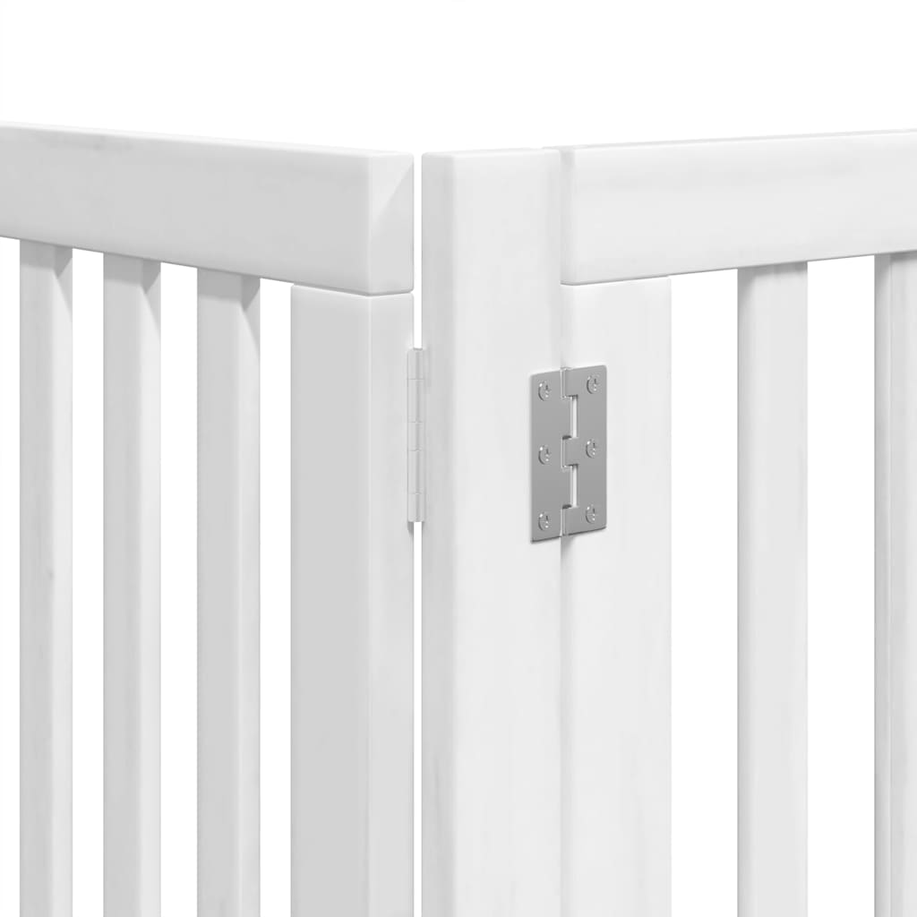 Dog Gate with Door Foldable 9 Panels White 450 cm Poplar Wood
