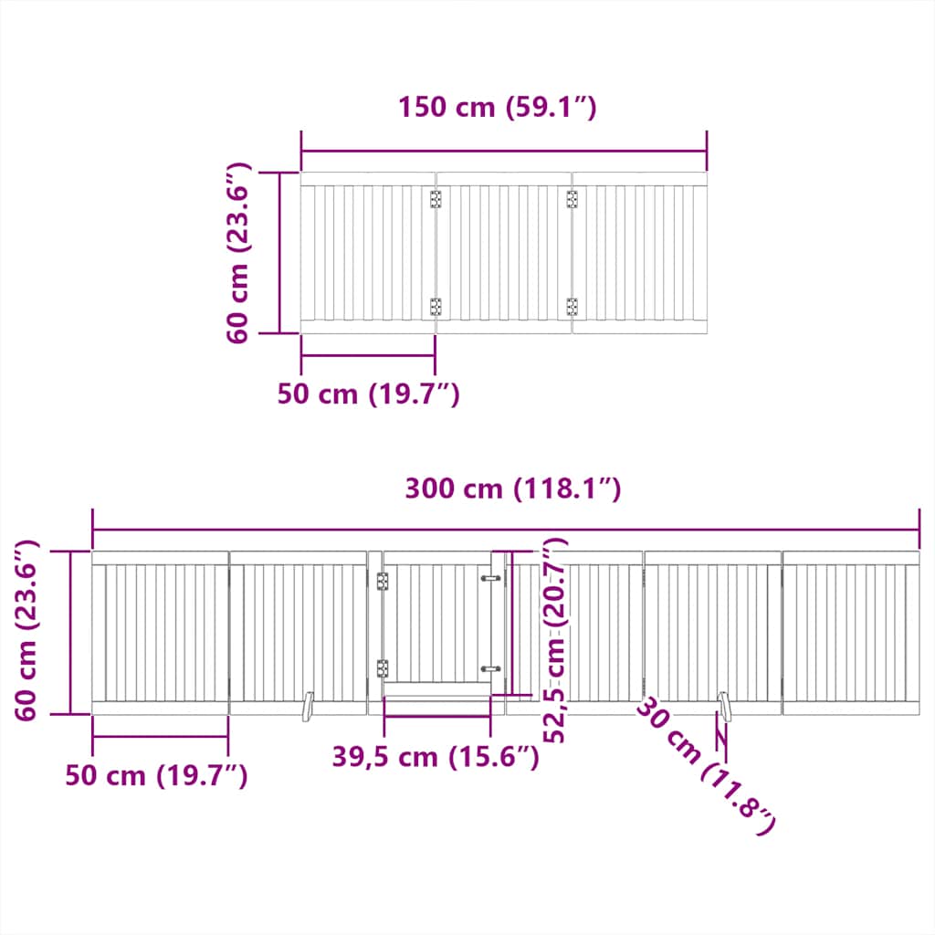 Dog Gate with Door Foldable 9 Panels White 450 cm Poplar Wood