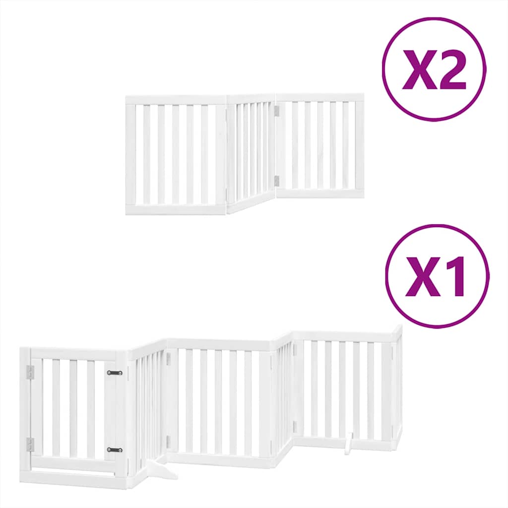 Dog Gate with Door Foldable 12 Panels White 600 cm Poplar Wood