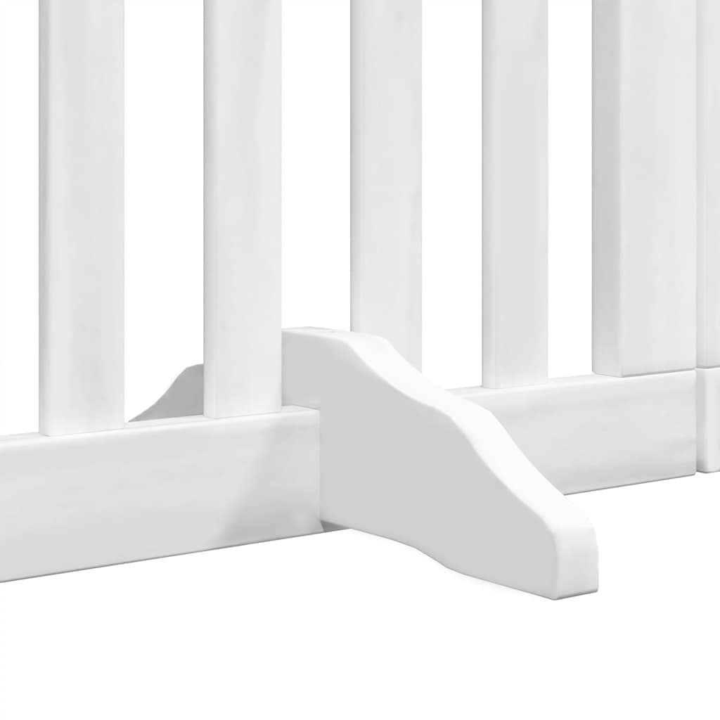 Dog Gate with Door Foldable 12 Panels White 600 cm Poplar Wood