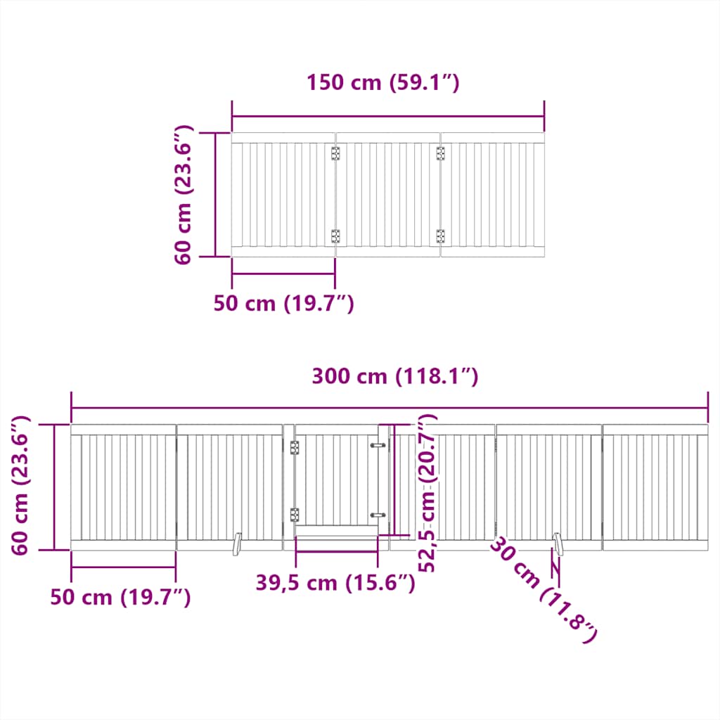 Dog Gate with Door Foldable 12 Panels White 600 cm Poplar Wood