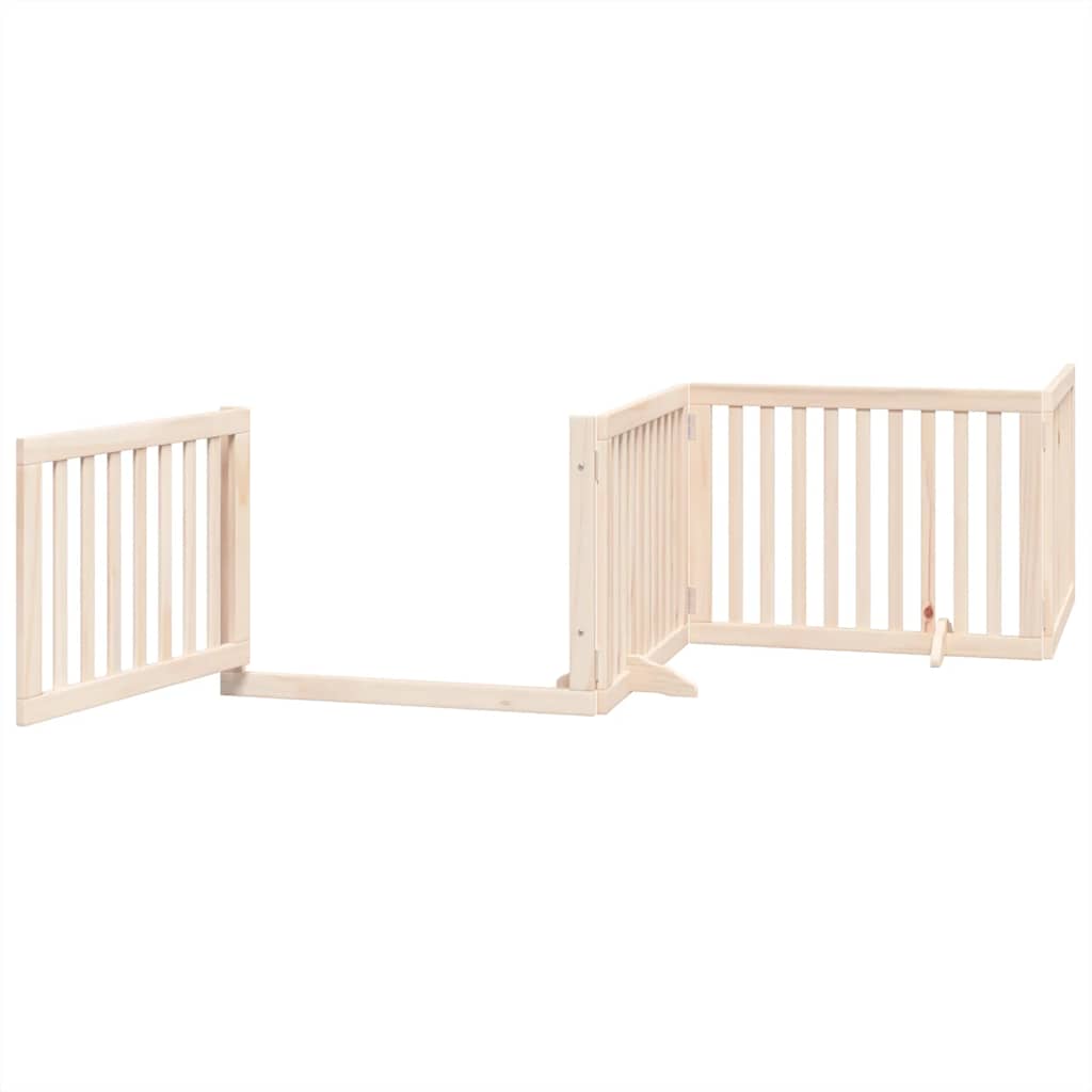 Dog Gate with Door Foldable 12 Panels 960 cm Poplar Wood