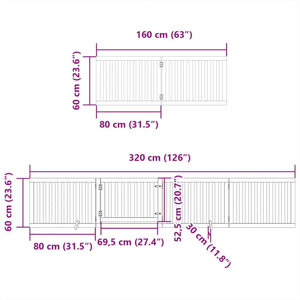 Dog Gate with Door Foldable 12 Panels 960 cm Poplar Wood