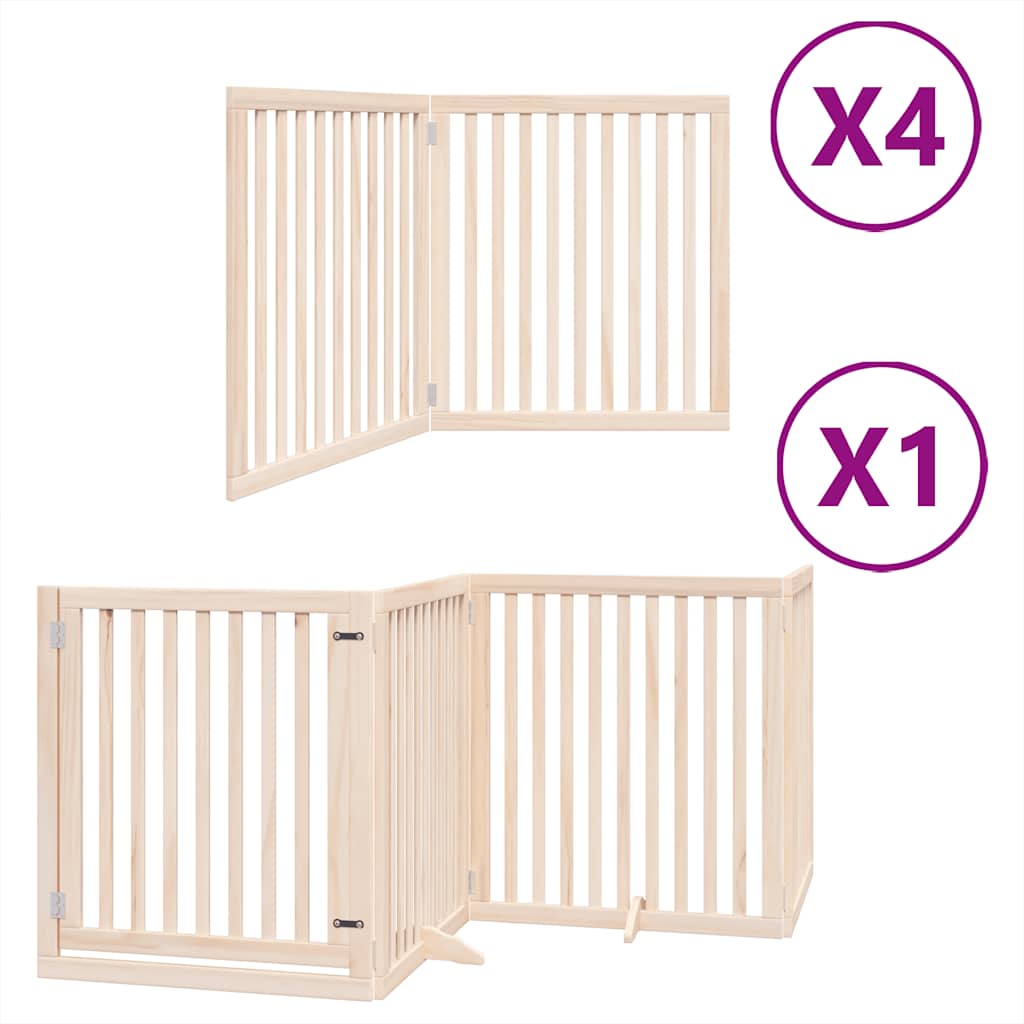 Dog Gate with Door Foldable 12 Panels 960 cm Poplar Wood