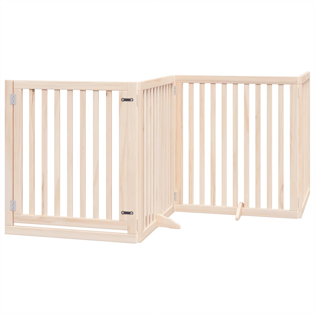 Dog Gate with Door Foldable 12 Panels 960 cm Poplar Wood