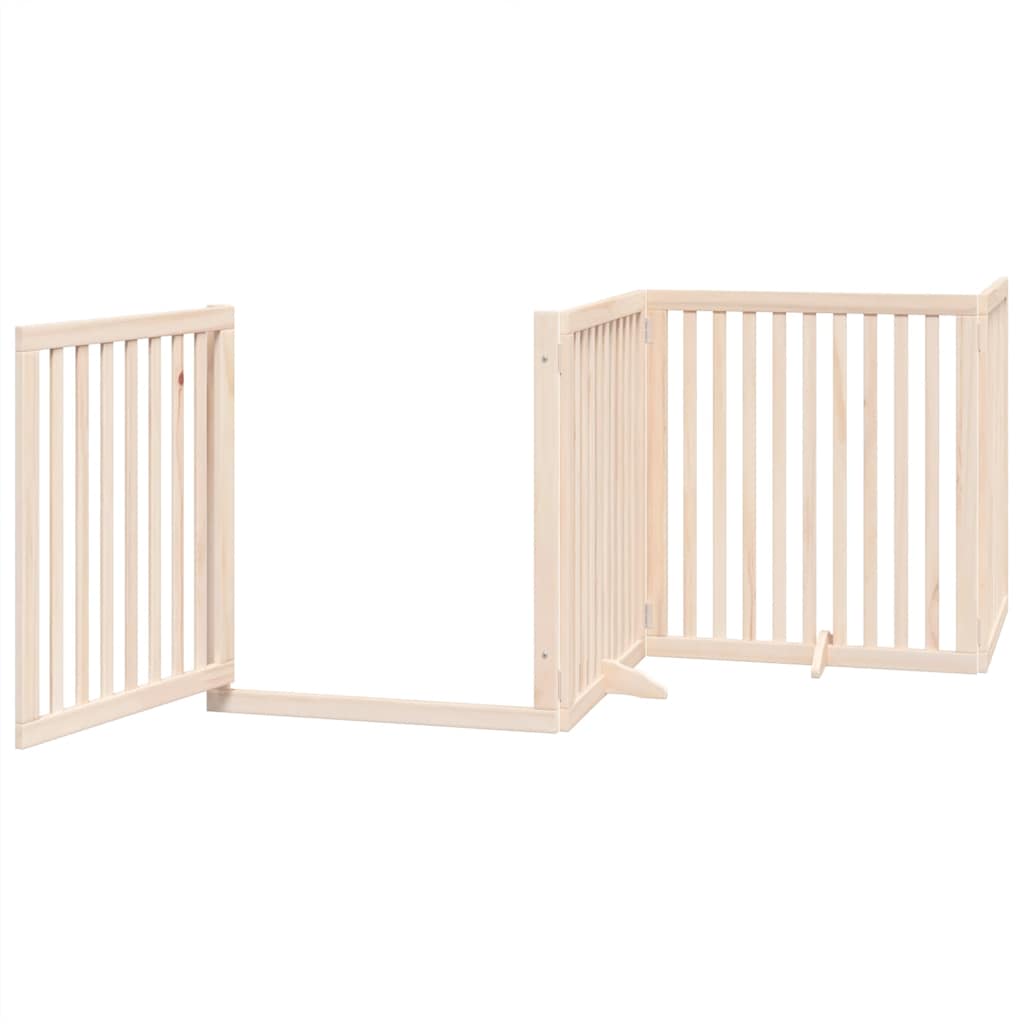 Dog Gate with Door Foldable 12 Panels 960 cm Poplar Wood