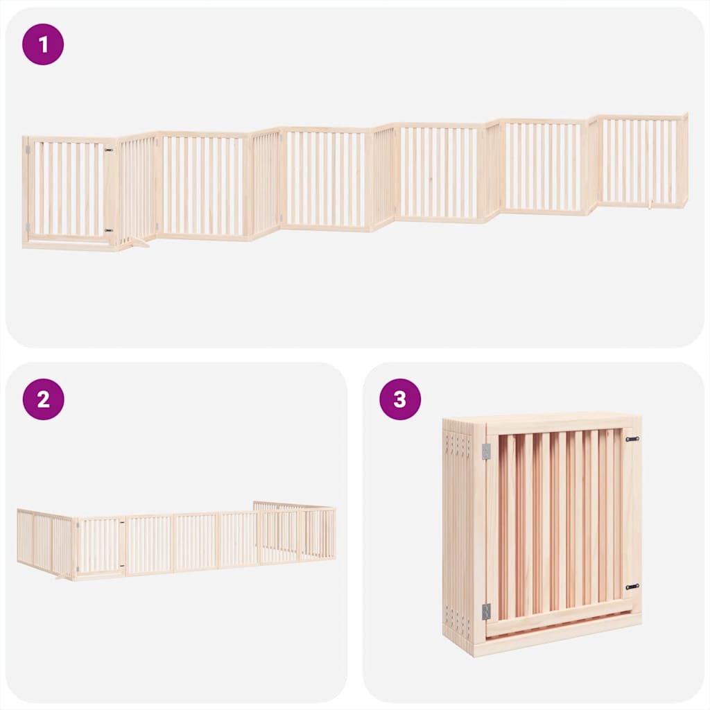 Dog Gate with Door Foldable 12 Panels 960 cm Poplar Wood