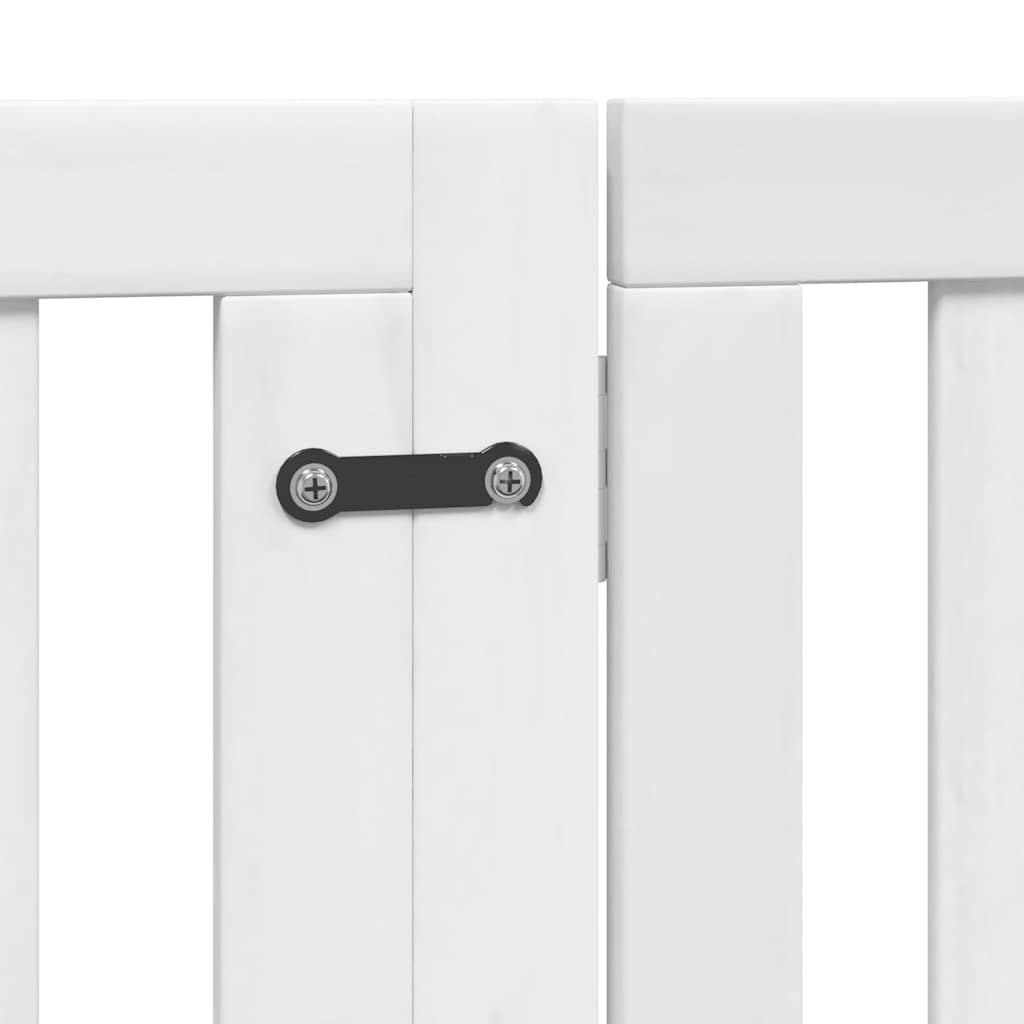Dog Gate with Door Foldable 6 Panels White 480 cm Poplar Wood