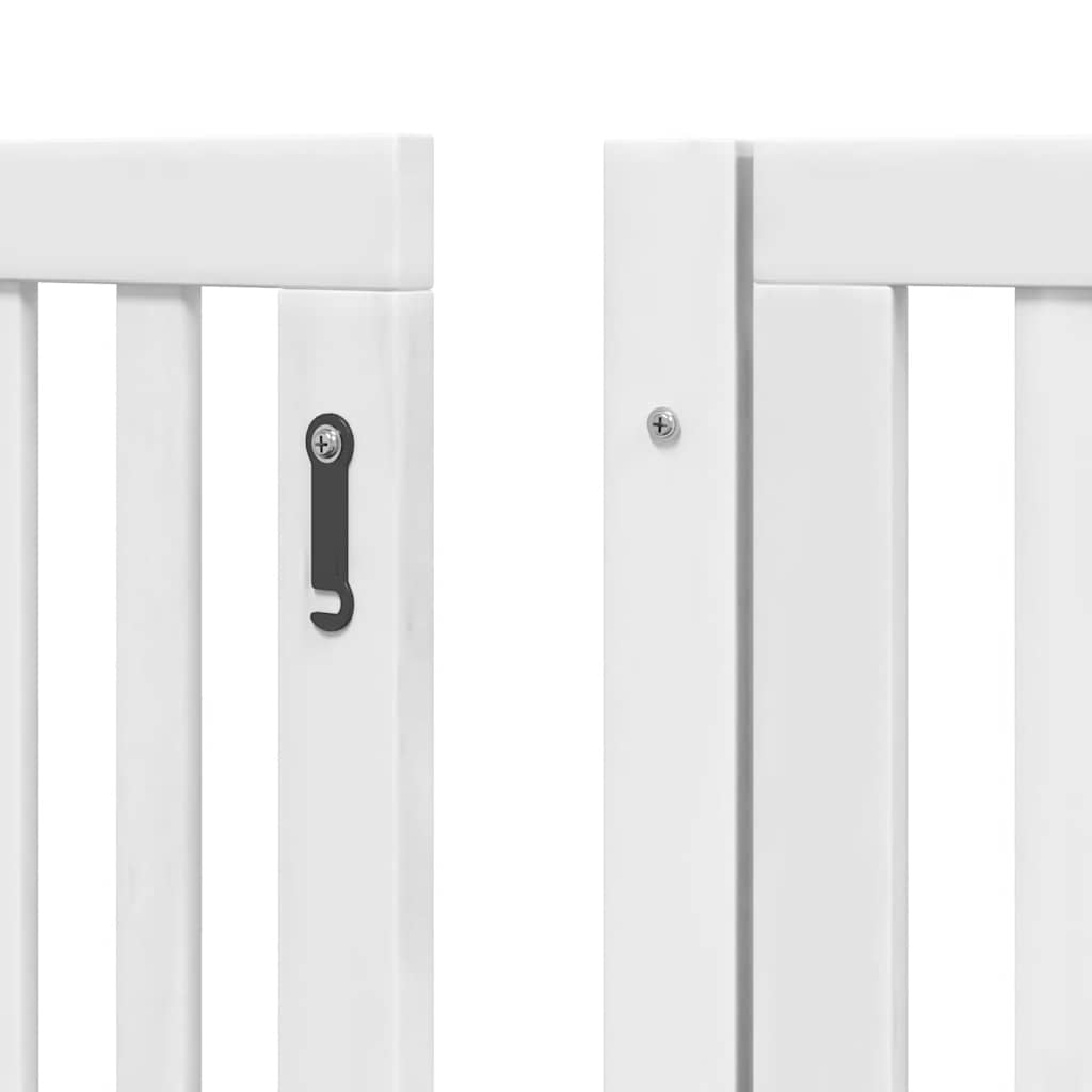 Dog Gate with Door Foldable 6 Panels White 480 cm Poplar Wood