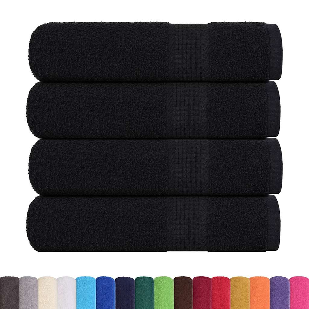 Hand Towels 4 pcs Black 50x100 cm 360 gsm 100% Cotton