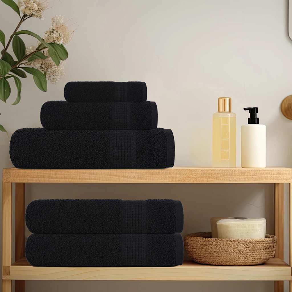 Hand Towels 4 pcs Black 50x100 cm 360 gsm 100% Cotton