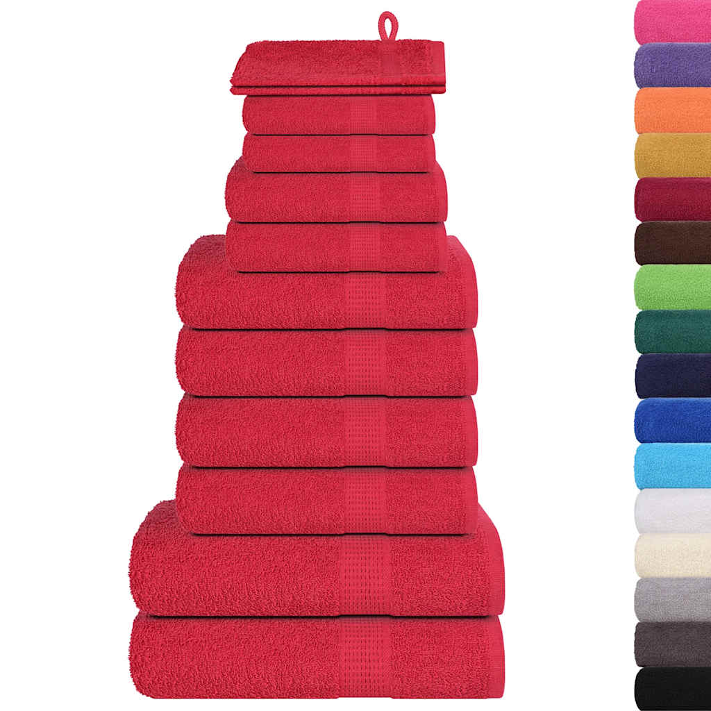 12 Piece Towel Set Red 360 gsm 100% Cotton