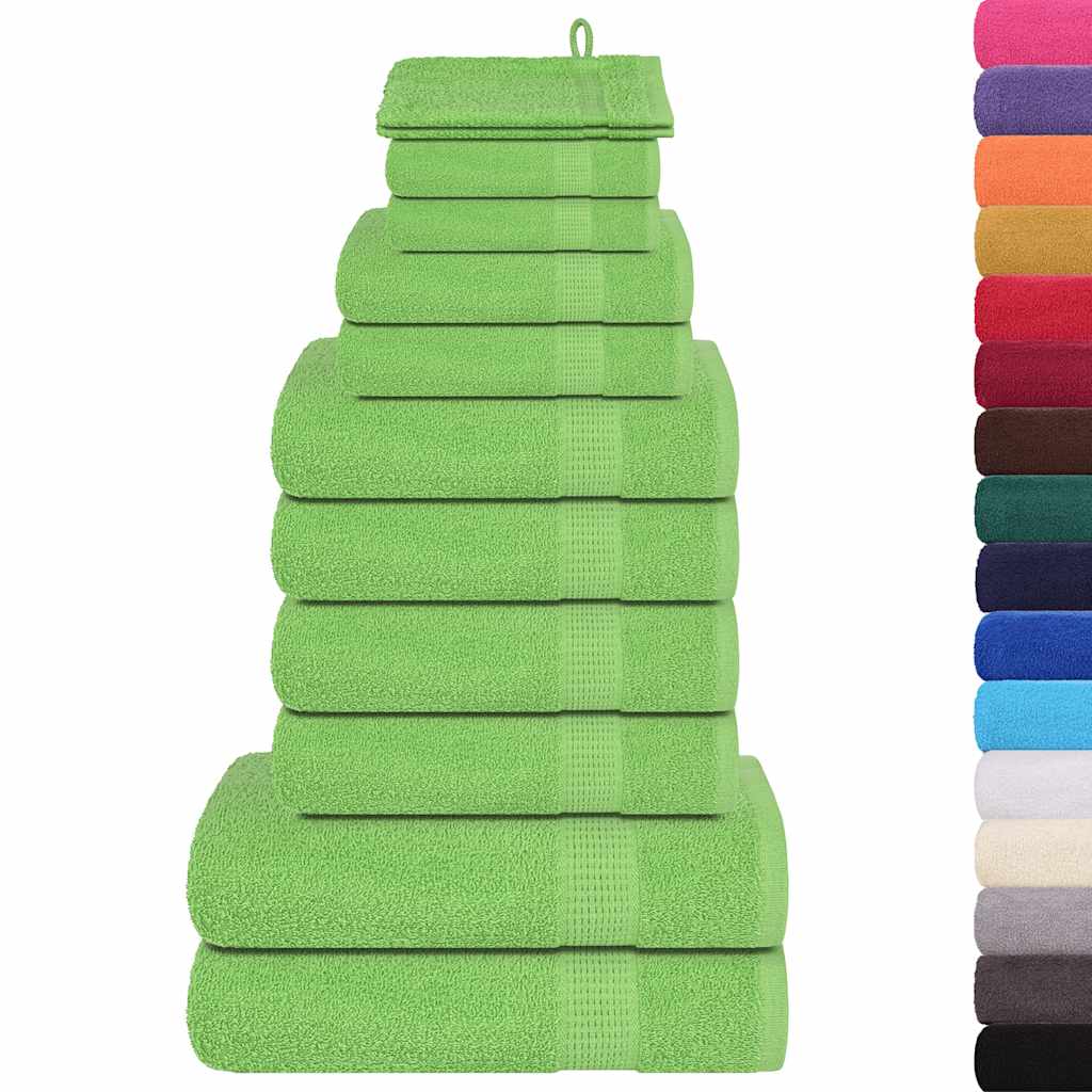 12 Piece Towel Set Apple Green 360 gsm 100% Cotton