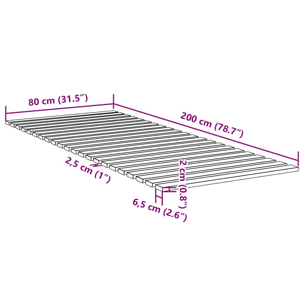 Bed Slats 80x200 cm Solid Wood Pine