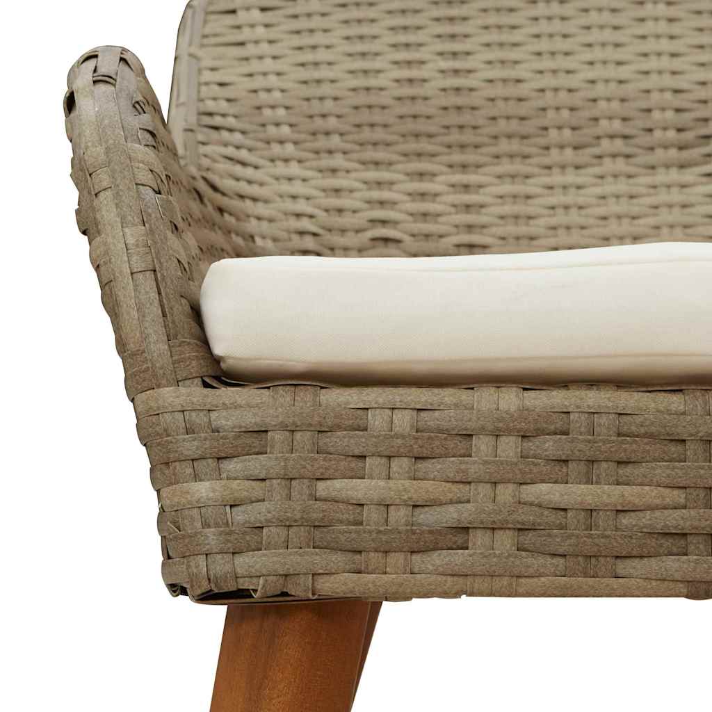 Garden Dining Set with Cushion 9 pcs Beige Poly Rattan