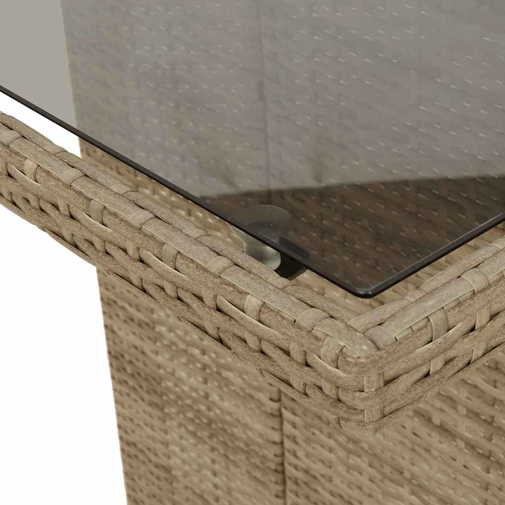 Garden Dining Set with Cushion 9 pcs Beige Poly Rattan