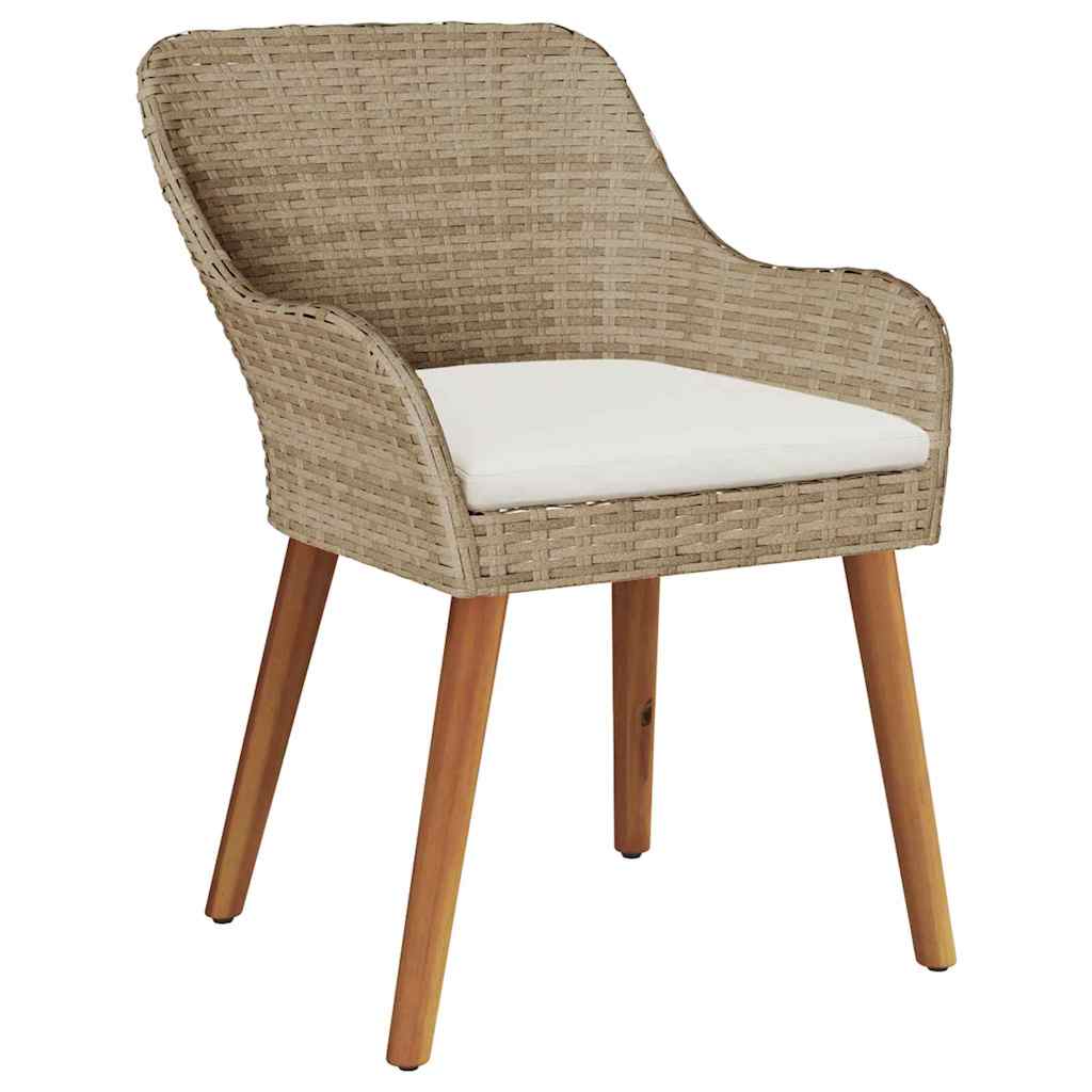 Garden Dining Set with Cushion 9 pcs Beige Poly Rattan