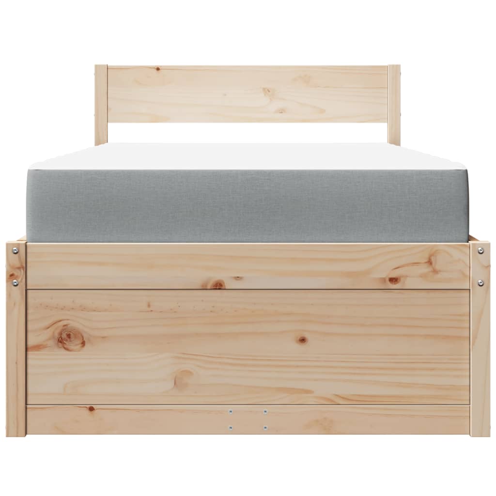 Bed with Drawers and Mattress 100x200 cm Solid Wood Pine