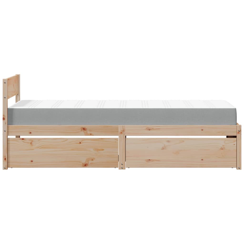 Bed with Drawers and Mattress 100x200 cm Solid Wood Pine