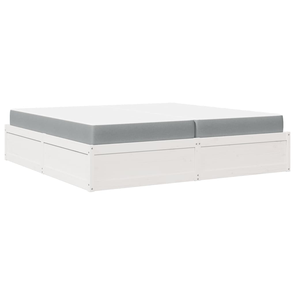 Bed with Mattress White 200x200 cm Solid Wood Pine