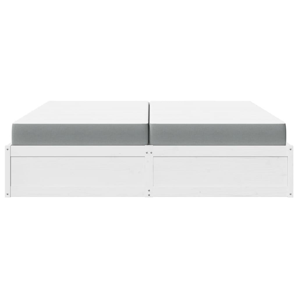 Bed with Mattress White 200x200 cm Solid Wood Pine