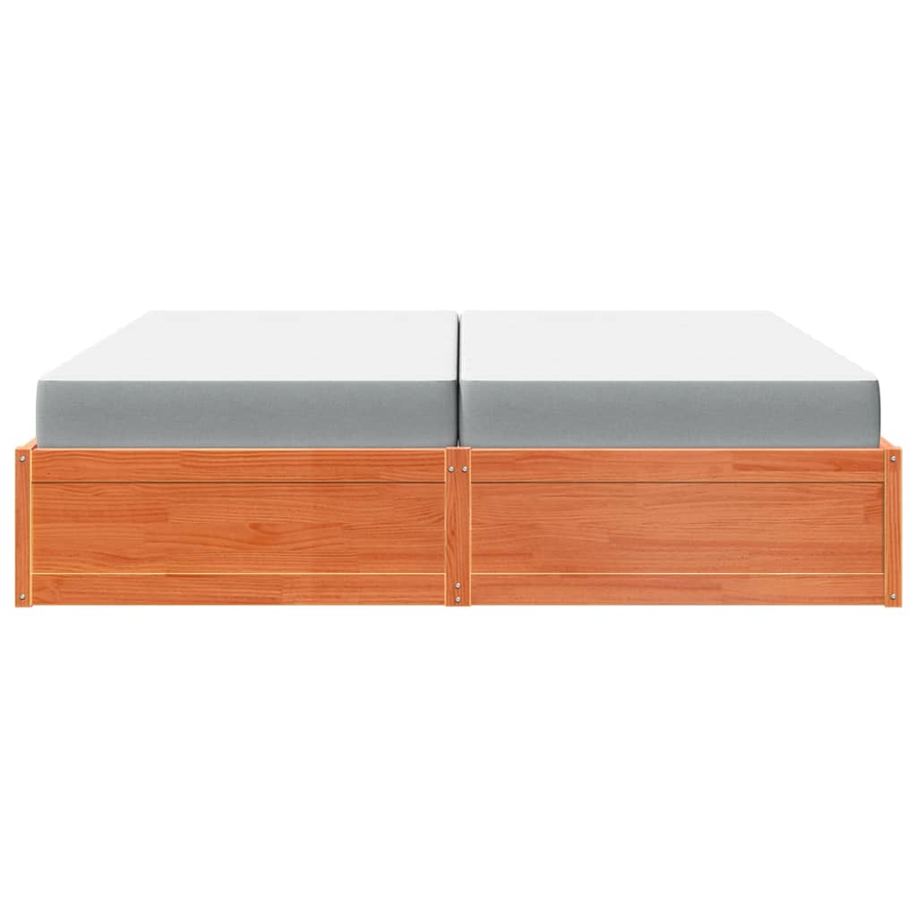 Bed with Mattress Wax Brown 200x200 cm Solid Wood Pine