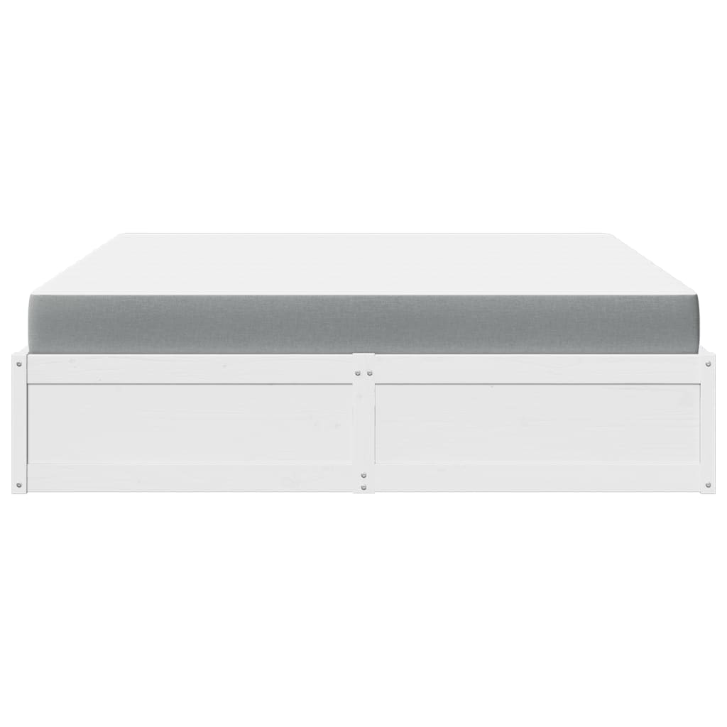 Bed with Mattress White 180x200 cm Super King Solid Wood Pine