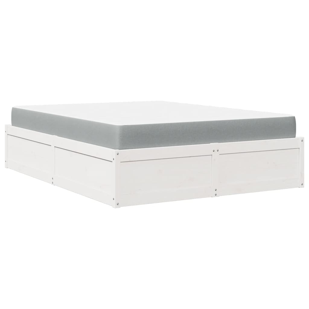 Bed with Mattress White 160x200 cm Solid Wood Pine