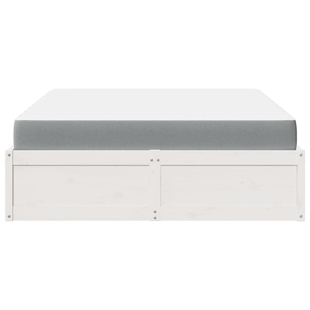 Bed with Mattress White 160x200 cm Solid Wood Pine