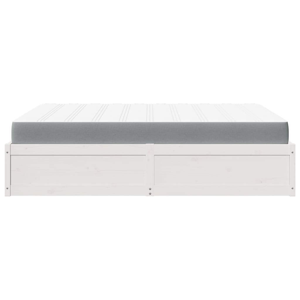 Bed with Mattress White 160x200 cm Solid Wood Pine