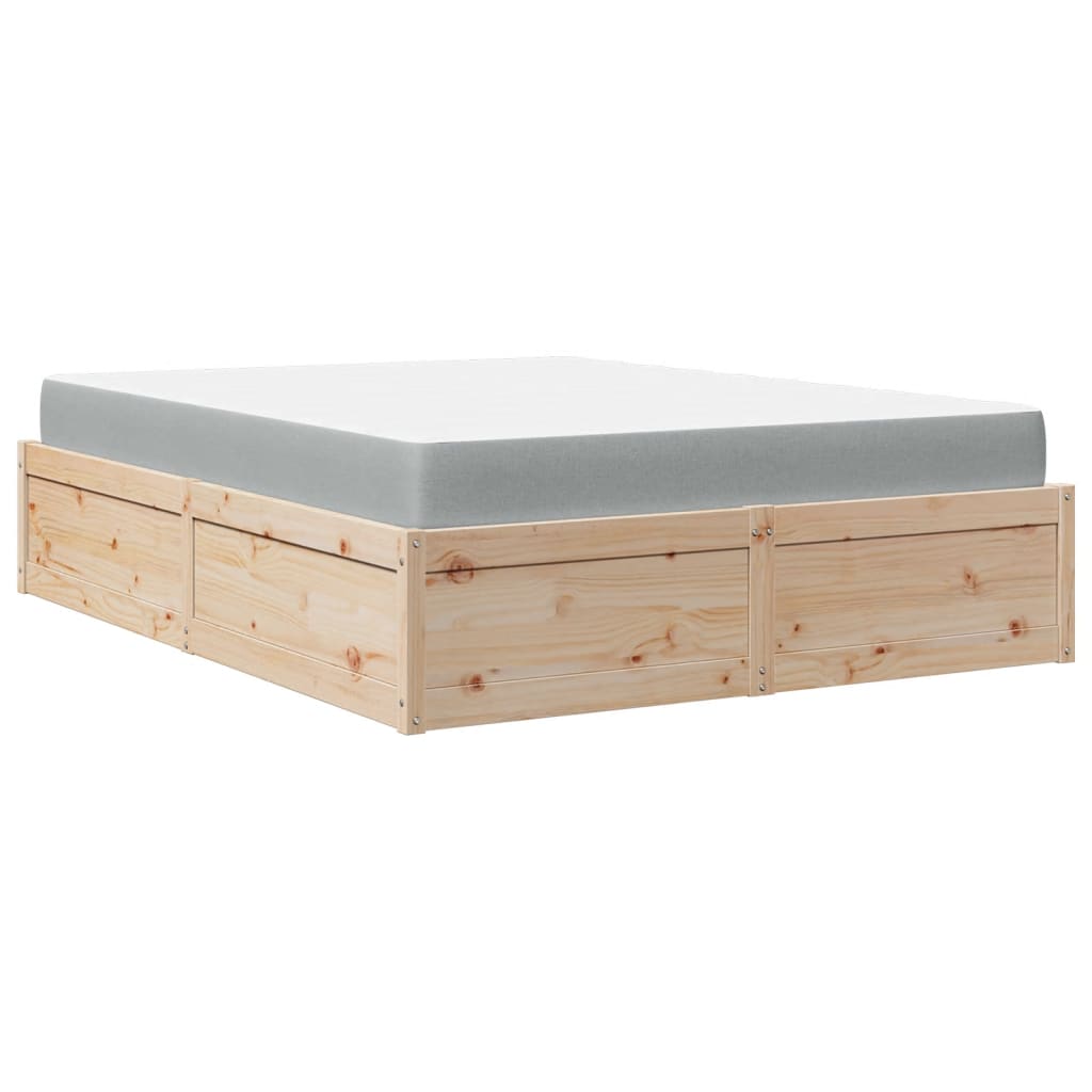 Bed with Mattress 140x200 cm Solid Wood Pine