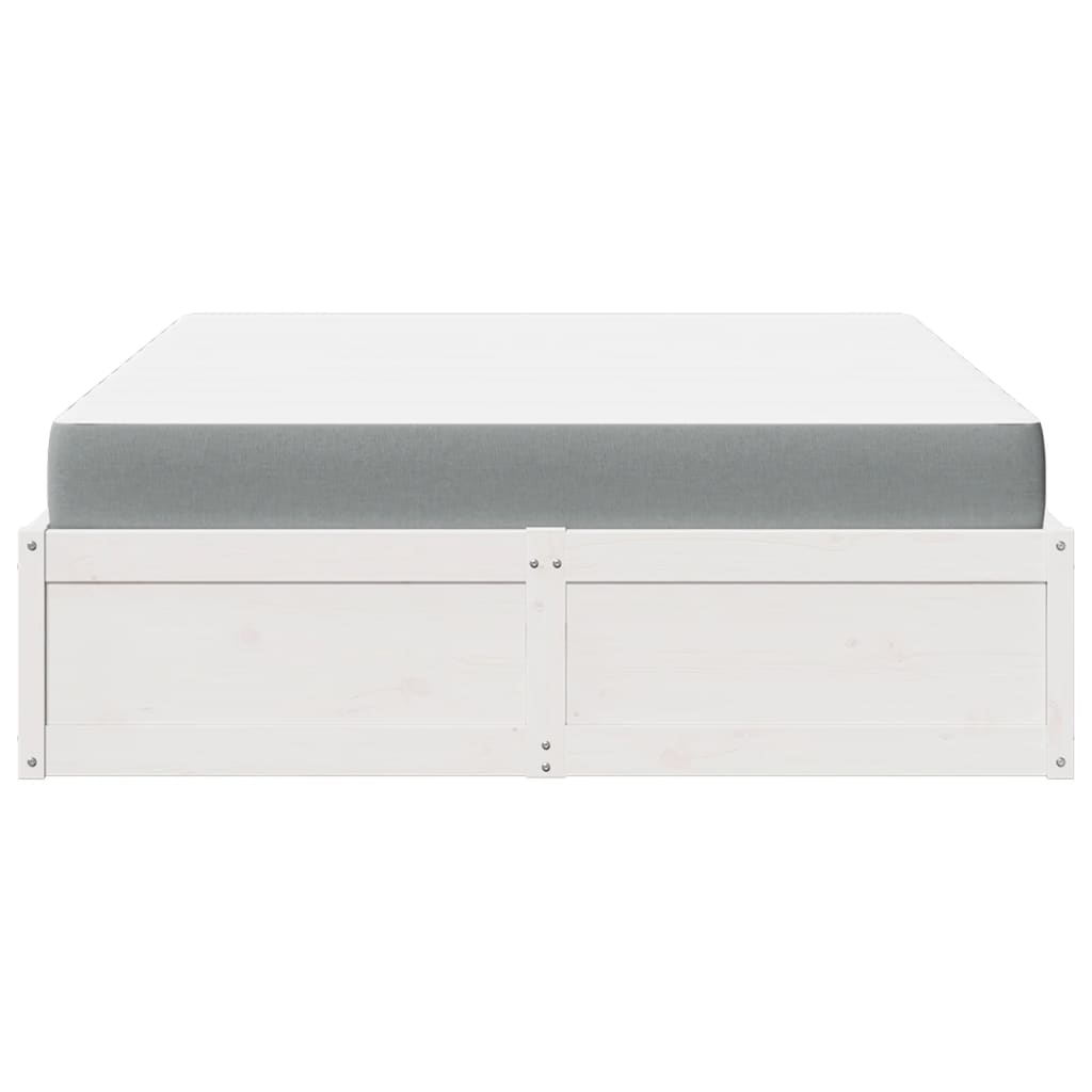Bed with Mattress White 140x200 cm Solid Wood Pine