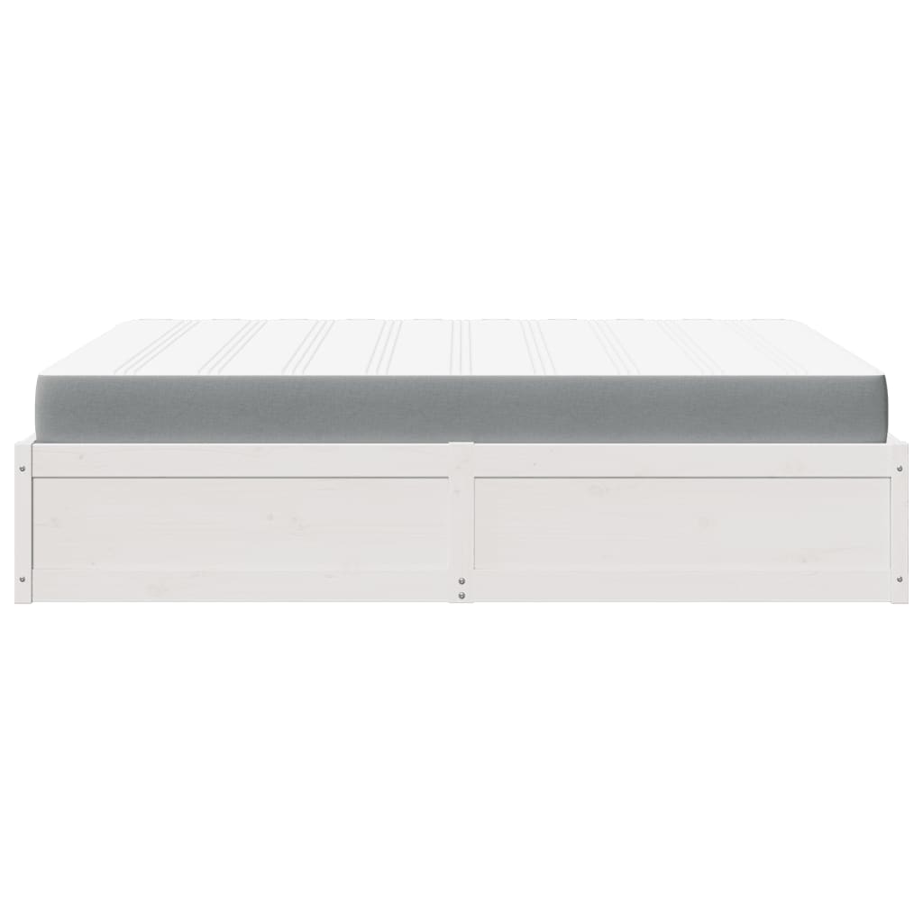 Bed with Mattress White 140x200 cm Solid Wood Pine