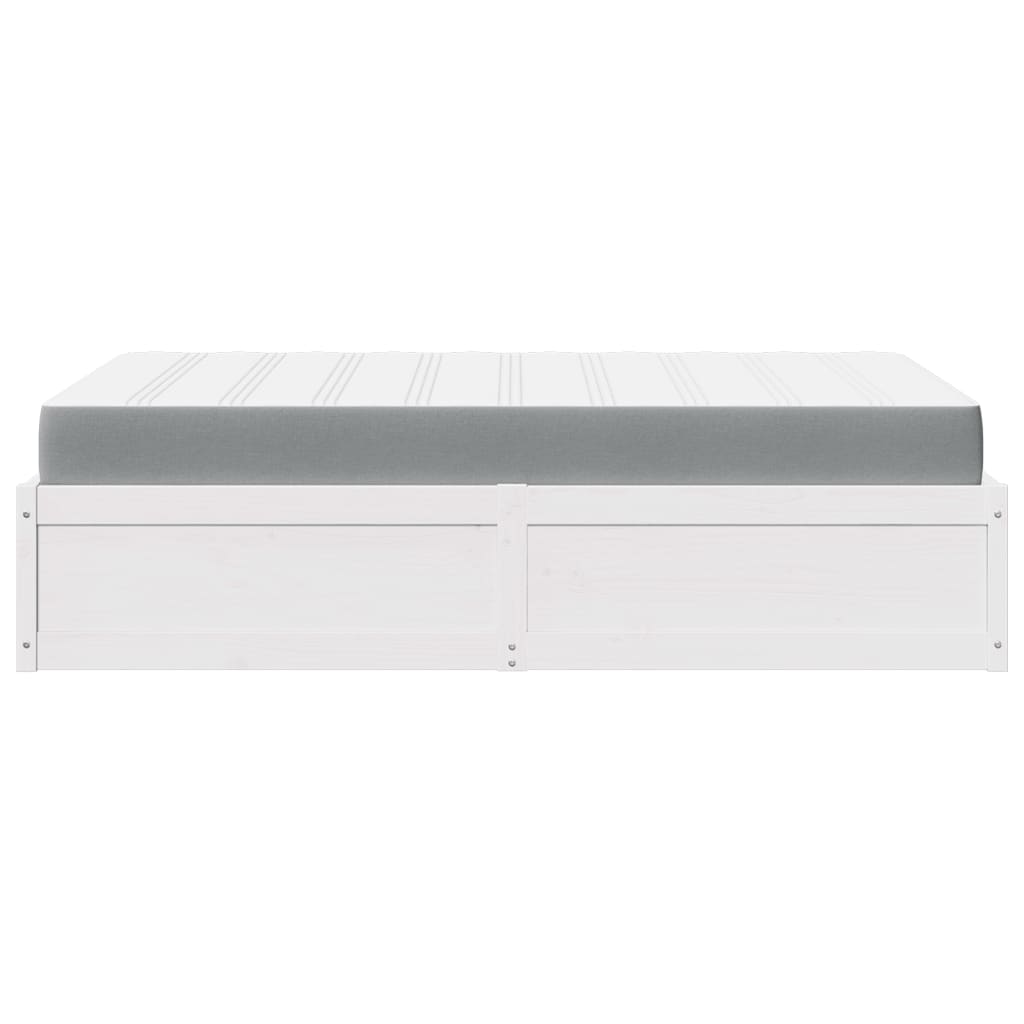 Bed with Mattress White 120x200 cm Solid Wood Pine